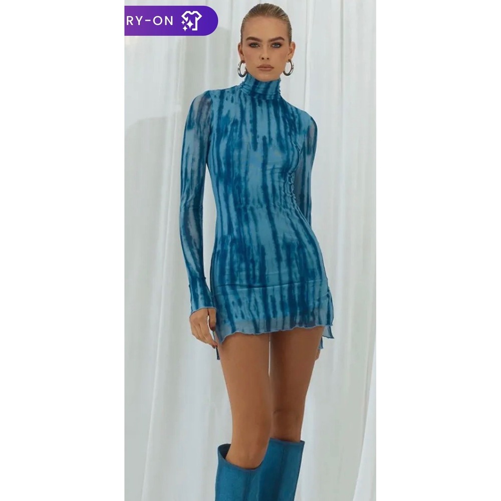 Runaway The Label Jordi Mini Dress Abstract Print Mesh NWT Size 4
